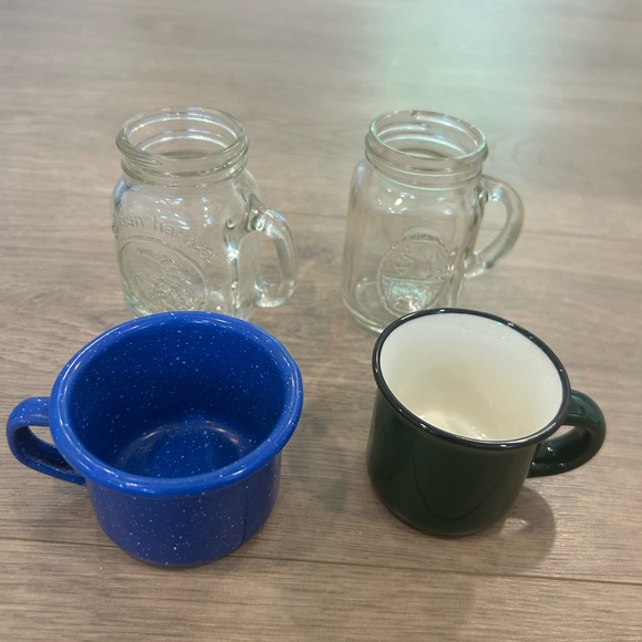 Mini mason jars set camping galvanized mug ceramic baby cups 4 - Picture 1 of 9
